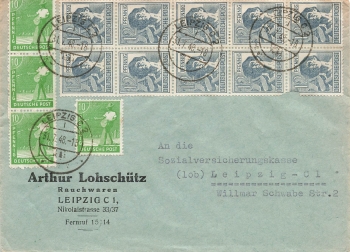 Control Council issue tenfold franking on local letter o Leipzig C2 July 31, 1948