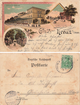 Kreuz Ostbahn Posen Litho Bahnhof Krzyż Wielkopolski o 1901