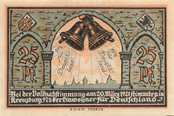 Kreuzburg Upper Silesia emergency banknote Kluczbork 1921