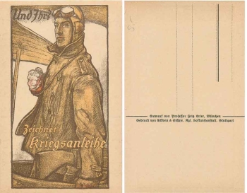 Flieger draws war bond artist card Wennerberg B. W. * ca. 1915