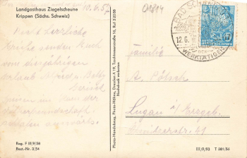 01814 Krippen Sächsische Schweiz Landgasthof Ziegelscheune o 1957