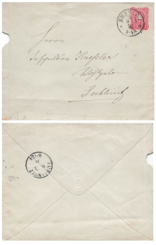 Krone Adler Ganzsachenumschlag U 12 A Reichspost 10 Pfennig o Breslau 9.3.1890
