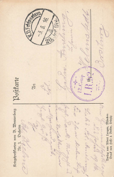 At Home No. 33 Artist postcard Brynolf Wennerberg B.W. Field postmark 12th Company I.R.92 20th Infantry Division 1916