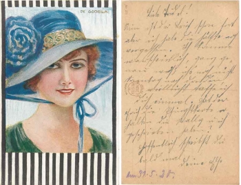 Dame mit Hut Künstlerkarte CE Godella 274 o 31.7.1920Dame mit Hut Künstlerkarte CE Godella 270 gebr. 1920Dame mit Hut Künstlerkarte CE Godella 272 gebr. 1920Dame mit Hut Künstlerkarte CE Godella 271 gebr. 1920