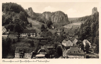 01824 Ober Rathen with Gansfelsen and Talwaechter, Saxon Switzerland * 1957