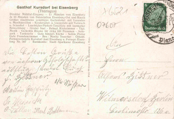 Kursdorf Eisenberg Thüringen Gasthof  o 1937