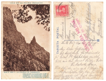 La Palma Canary Islands Zensurstempel Military Censorship Santa Cruz de Tenerife um 1940