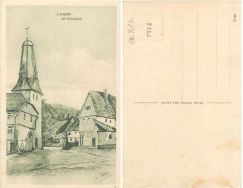 Laasphe Am Kirchplatz Künstler M.Fedder * ca. 1922
