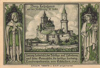 Lähn im Riesengebirge Schlesien Notgeldschein Wleń um 1920