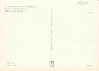07381Langenorla Ferienheim Schimmersburg VEB Berggold Pößneck * 1967