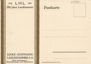 01979 Lauchhammer Linke-Hofmann A.G. 200 Jahre 1925 Künstlerkarte