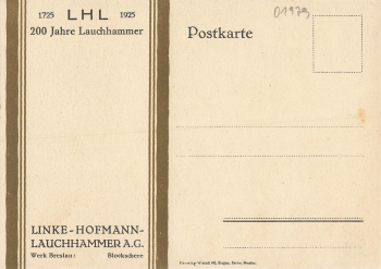 01979 Lauchhammer Linke-Hofmann A.G. 200 Jahre 1925 Künstlerkarte