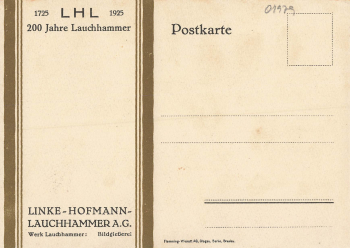 01979 Lauchhammer Linke-Hofmann A.G. 200 Jahre 1925 Künstlerkarte
