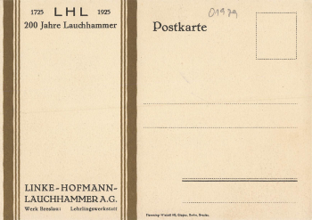 01979 Lauchhammer Linke-Hofmann A.G. 200 Jahre 1925 Künstlerkarte