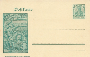 Leipzig 500 Jahre Universität Privatganzsache 10 Pfennig Germania 1909