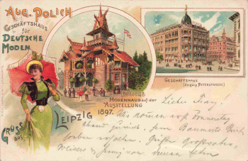 Leipzig Aug. Polich Geschäftshaus für Deutsche Mode Litho o 1897