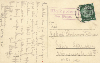 Leipzig Hauptbahnhof Landpoststempel Waldpolenz über Wurzen o 1936