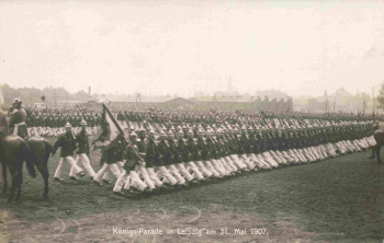 Leipzig Königsparade des Sächsischen Militär 31. Mai  1907 Echtfotokarte