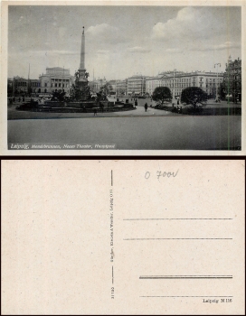 Leipzig Mendebrunnen Neues Theater Hauptpost * ca. 1940