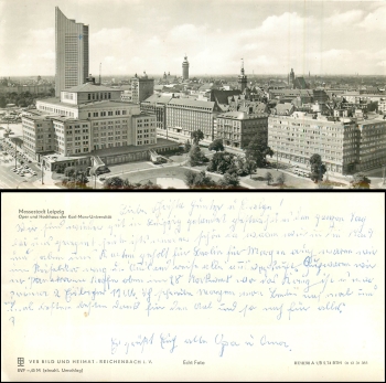 Leipzig Opera Din-long card, used around 1974