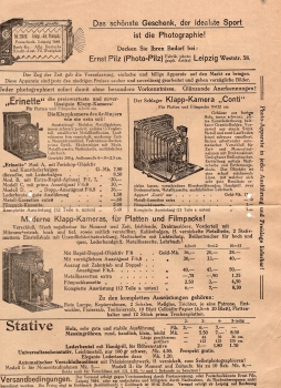 Leipzig Photo Pilz advertising flyer for the Conti folding camera around 1920