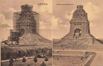 Leipzig Vöikerschlachtdenkmal im Bau o  1914