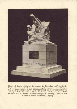 Leipzig Memorial to Foot Artillery Regiments 12 and 19 – Consecration 1927