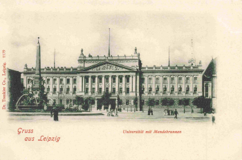 Leipzig University with the Mende Fountain * around 1900