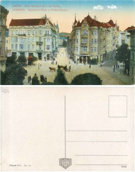 Lemberg Lwow Akademie Platz und Fredry Gasse * 1917