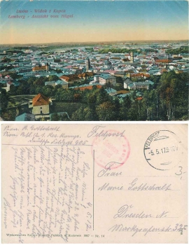 Lemberg Lwow from the hill Feldpost 1.Res. Engineer Comp. 12 o 5.5.1917