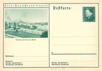 Get to know Germany! Stettin stationary 6 Pfennig Ebert *around 1930
