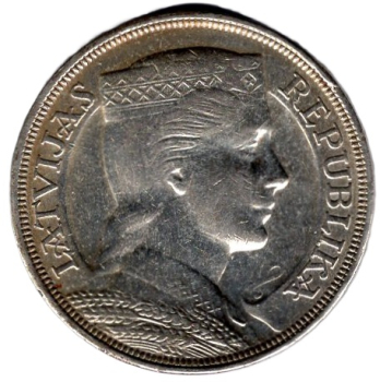 Lettland 5 Lati 1931 Silbermünze