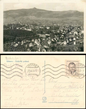 Liberec Reichenberg  Celkovy pohled o 21.6.1950
