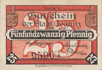 Liegnitz Schlesien Notgeldschein Legnica um 1920