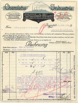 67360 Lingenfeld Pfalz detergent factory Willibald Faust Letterhead 1925