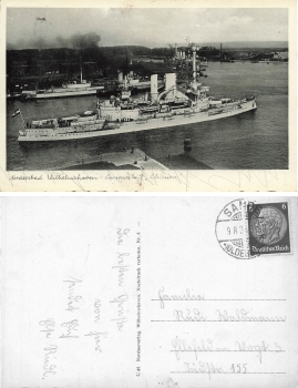 Ship of the line Silesia in Wilhelmshaven on August 9, 1934