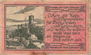 07356 Bad Lobenstein Notgeldschein 1919