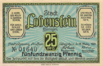 07356 Bad Lobenstein Notgeldschein 1921