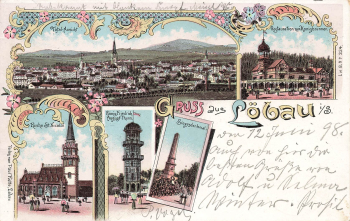 02708 Loebau Sachsen Restaurant zum Königbrunnen Litho o 1898