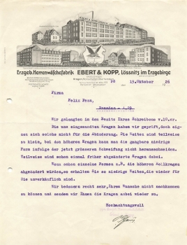 08294 Lössnitz Wäschefabrin Bruno Ebert Briefkopf mit Fabrikansicht 1941