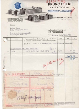 08294 Lössnitz Wäschefabrik Bruno Ebert Briefkopf mit Fabrikansicht 1941