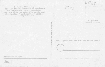 03222 Lübbenau Spreewald Gaststätte Müller-Jäger * um 1940