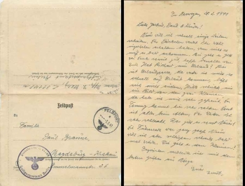 Air Gau Post Office Berlin Feldpost WW2 office L 31148 03/01/1941 from Norway