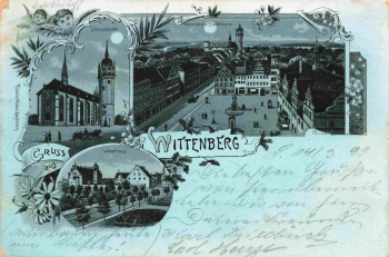 06886 Wittenberg Lutherstadt Mondschein Litho o 1899