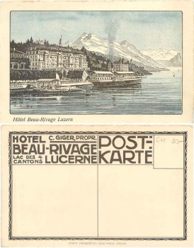 Luzern Hotel Beau-Rivage Künstlerkarte * ca. 1920