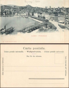 Luzern mit Dampfschiff "Helvetia" gebr. ca. 1900