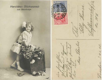 Girl with flower basket Amag 62232/2 serial card o 4.6.1920