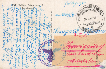 Mährisch Trübau Moravská Třebová Feldpost Landesschützen Bat. 559 8.4.1943