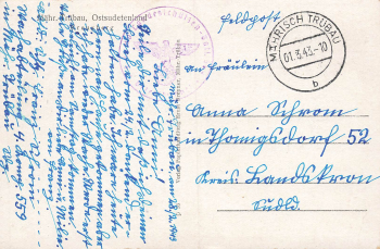 Moravian Truebau Sudetengau Moravská Třebová Feldpost WW2 4th Company State Rifle Battalion 559 1943