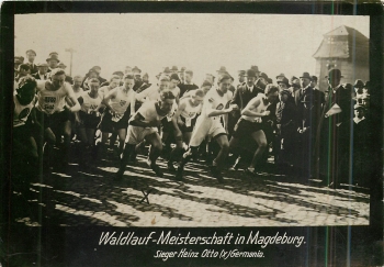 Leichtathletik Waldlauf-Meisterschaft Magdeburg Sieger Heinz Otto Germania Echtfoto um1920